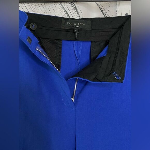 Rag & Bone Wool Blend Trousers Pants Blue/Black 10 - Picture 9 of 9